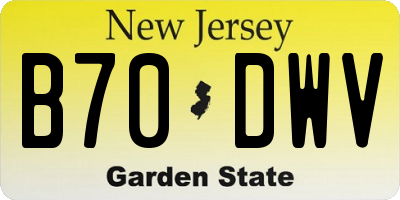NJ license plate B70DWV