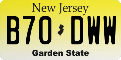 NJ license plate B70DWW