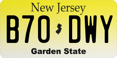 NJ license plate B70DWY