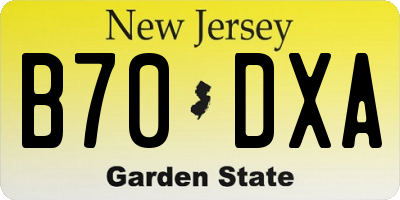 NJ license plate B70DXA