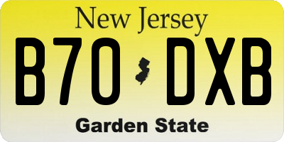 NJ license plate B70DXB