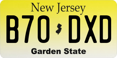 NJ license plate B70DXD