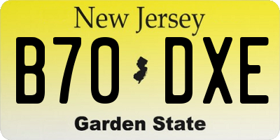 NJ license plate B70DXE