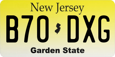 NJ license plate B70DXG