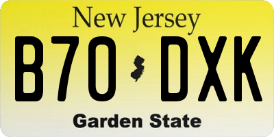 NJ license plate B70DXK