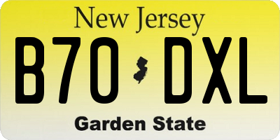 NJ license plate B70DXL