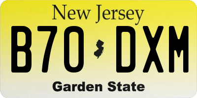 NJ license plate B70DXM