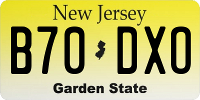 NJ license plate B70DXO
