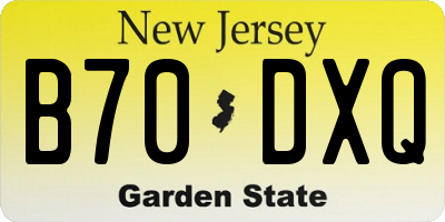 NJ license plate B70DXQ
