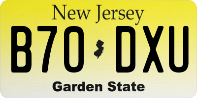 NJ license plate B70DXU