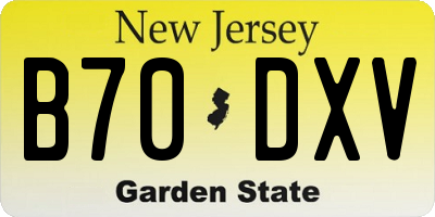 NJ license plate B70DXV