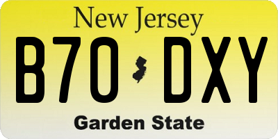 NJ license plate B70DXY