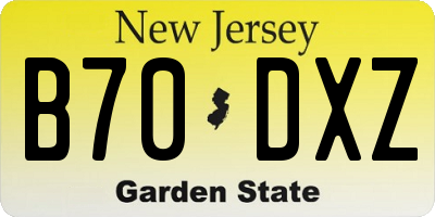 NJ license plate B70DXZ