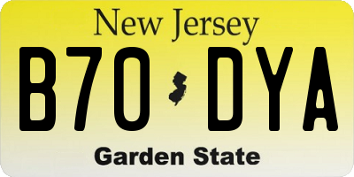 NJ license plate B70DYA