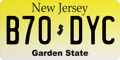 NJ license plate B70DYC
