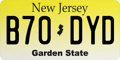 NJ license plate B70DYD