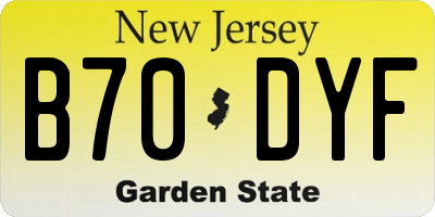 NJ license plate B70DYF