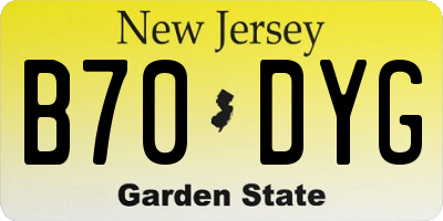 NJ license plate B70DYG