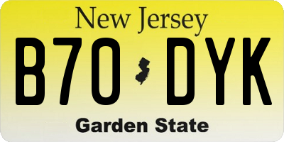 NJ license plate B70DYK
