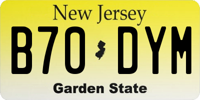 NJ license plate B70DYM