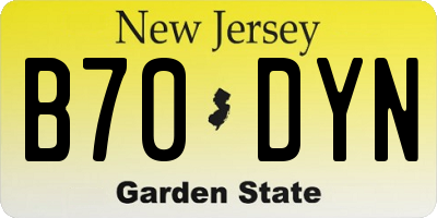 NJ license plate B70DYN