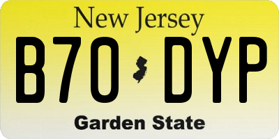 NJ license plate B70DYP