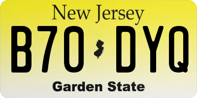 NJ license plate B70DYQ