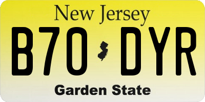 NJ license plate B70DYR