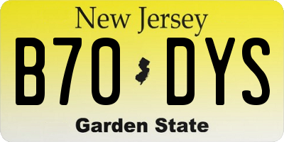 NJ license plate B70DYS