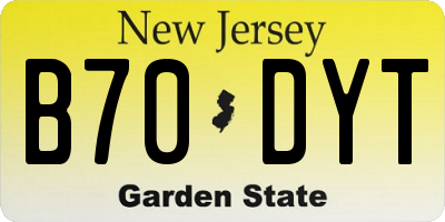 NJ license plate B70DYT