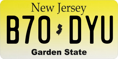 NJ license plate B70DYU