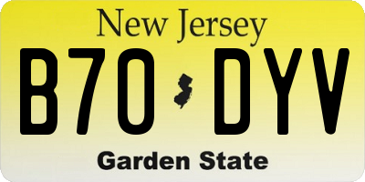 NJ license plate B70DYV