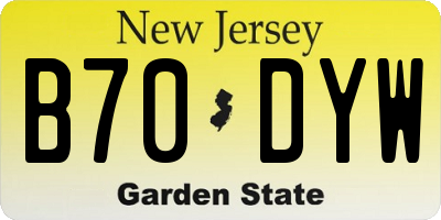 NJ license plate B70DYW