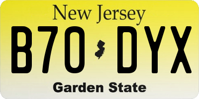 NJ license plate B70DYX