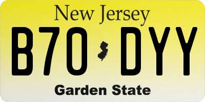 NJ license plate B70DYY