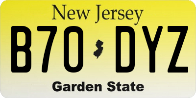 NJ license plate B70DYZ