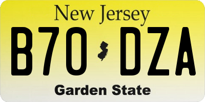 NJ license plate B70DZA