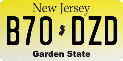 NJ license plate B70DZD