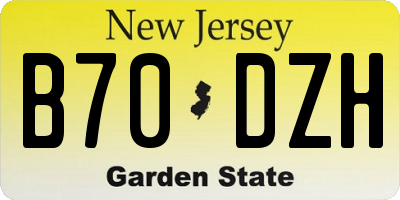 NJ license plate B70DZH