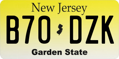 NJ license plate B70DZK