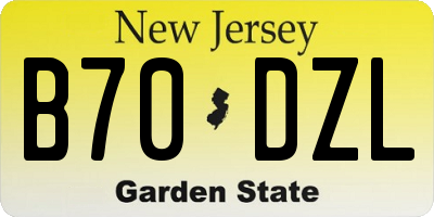 NJ license plate B70DZL