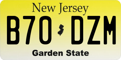 NJ license plate B70DZM