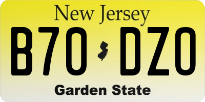 NJ license plate B70DZO