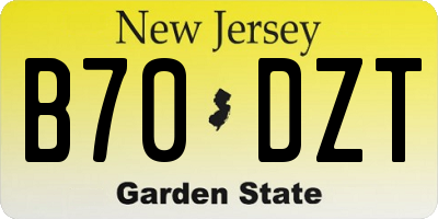 NJ license plate B70DZT