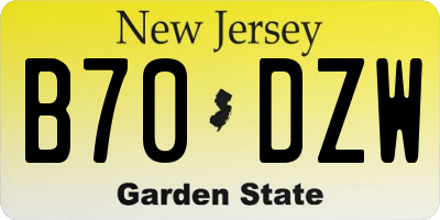 NJ license plate B70DZW