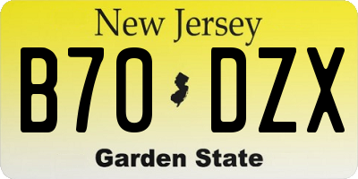 NJ license plate B70DZX