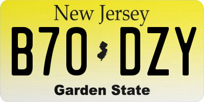 NJ license plate B70DZY