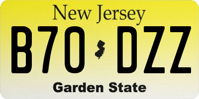 NJ license plate B70DZZ
