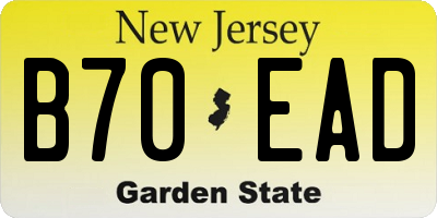 NJ license plate B70EAD