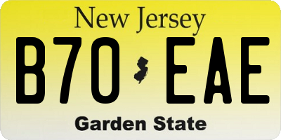 NJ license plate B70EAE